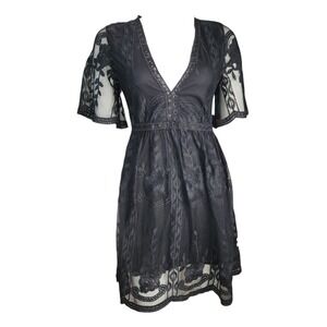 Haunte Monde Dress Womens Size S Small Lace Black Whimsygoth Fairy Grunge Boho